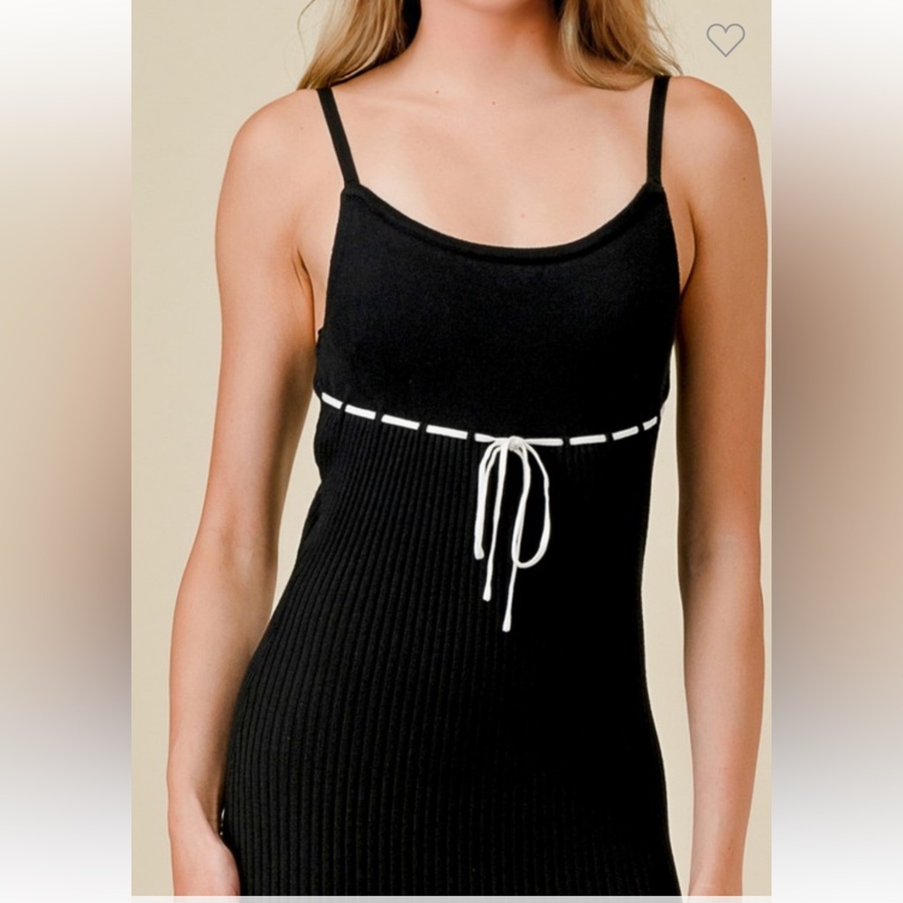 #165 RIB SWEATER CONTRAST DRAWSTRING MIDI DRESS - Picture 5 of 5